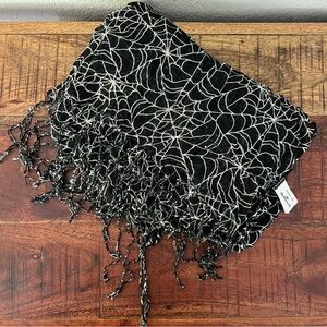 Hallmark Spooky Halloween Black Spider Web Scarf